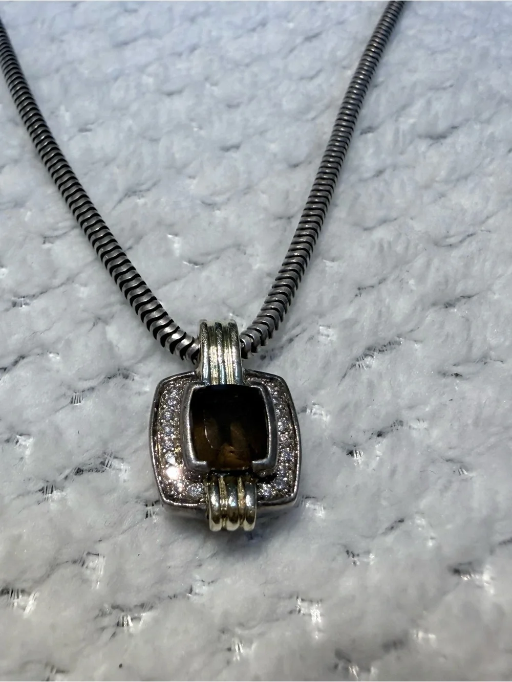 LAGOS Caviar Diamond & Smoky. Topaz 18K & Sterling Silver Pendant Necklace - 16